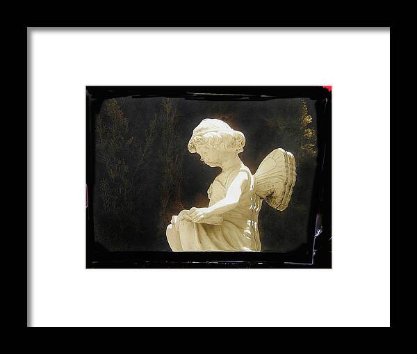 Angel By Poolside Collage Arizona City Arizona 2005 Framed Print featuring the photograph Angel by poolside collage Arizona City Arizona 2005-2011 by David Lee Guss