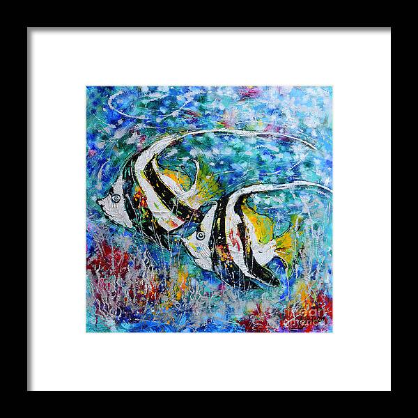 Angel Fish Framed Print featuring the painting Angel Fish by Jyotika Shroff