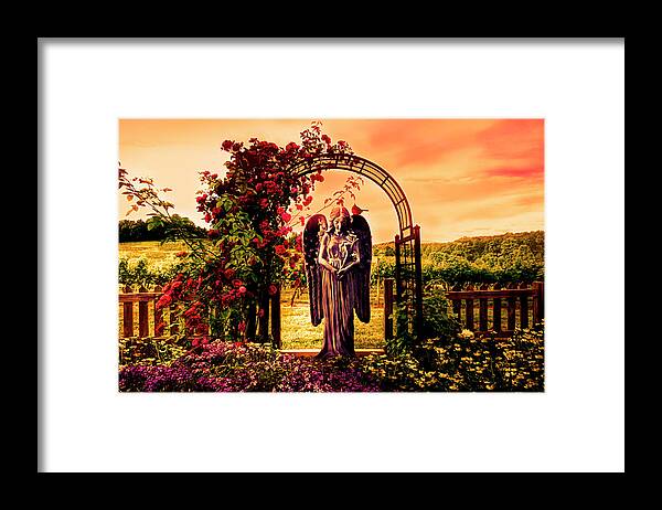 Appalachia Framed Print featuring the photograph Angel in the Garden at Sunset by Debra and Dave Vanderlaan