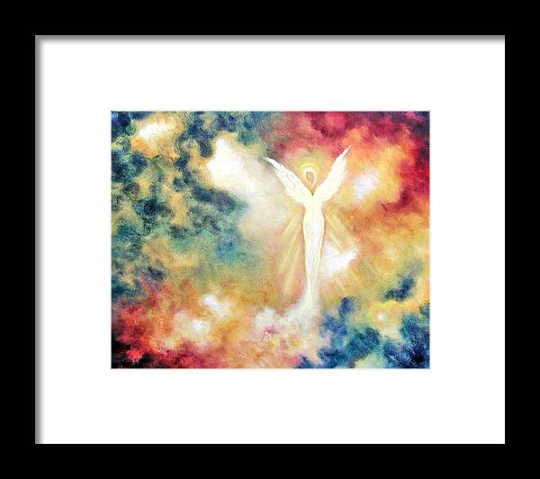 Angel Framed Print featuring the painting Angel Light by Marina Petro