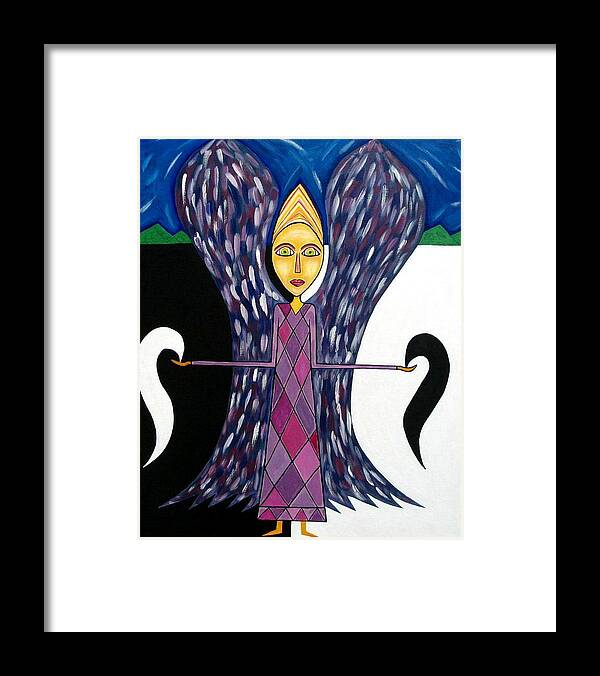 Angel Paintings Framed Print featuring the painting Angel of Ying Yang by Sandra Marie Adams