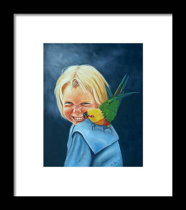 Portrait Framed Print featuring the painting Angel on my Shoulder by Joni McPherson