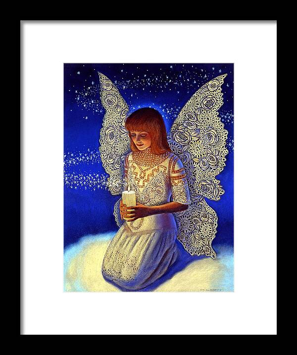 Fantasy Framed Print featuring the painting Angel Prayer by Sue Halstenberg
