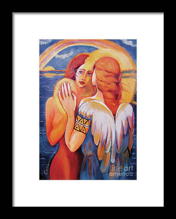 Angel Woman Framed Print featuring the painting Angel Touch by Eva Campbell