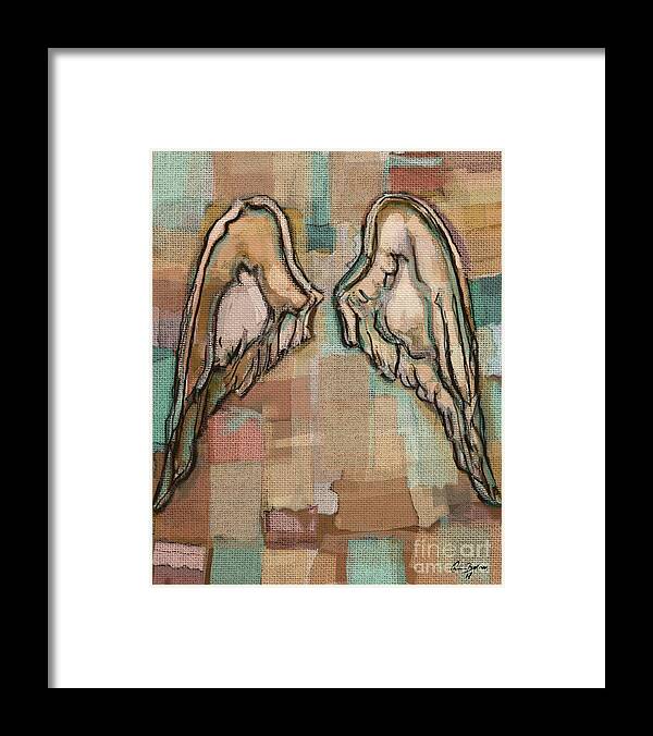 Angel Framed Print featuring the painting Angel Wings by Carrie Joy Byrnes