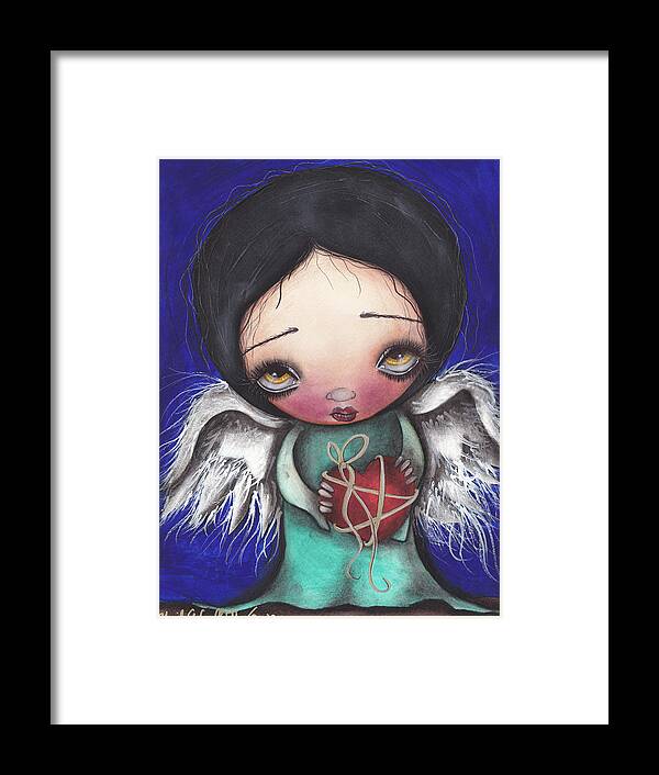 Angel Framed Print featuring the painting Angel with Heart by Abril Andrade