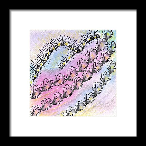 Zentangle Framed Print featuring the drawing Angels' Descent by Jan Steinle