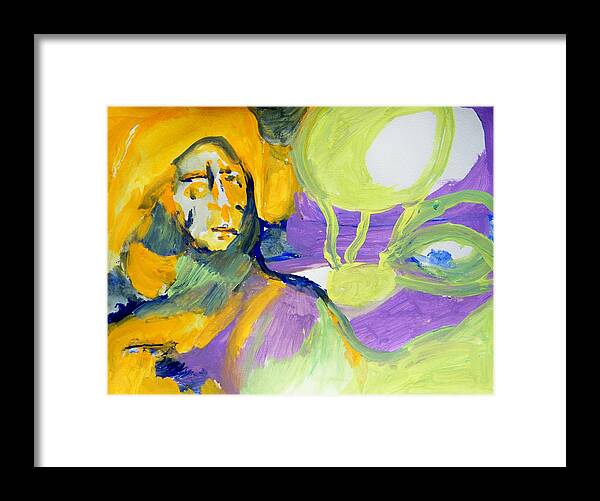 Abstract Framed Print featuring the painting Anger by Judith Redman