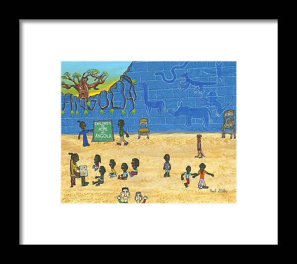 Children Framed Print featuring the painting Angola  dec by Paul Fields