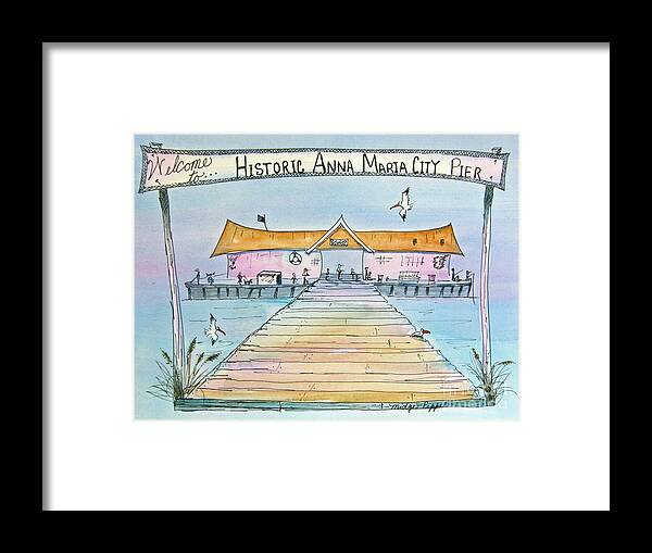 Anna Maria Island Framed Print featuring the painting Anna Maria City Pier by Midge Pippel