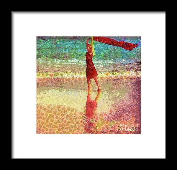 Colorful Framed Print featuring the digital art Anna on the beach by Humphrey Isselt