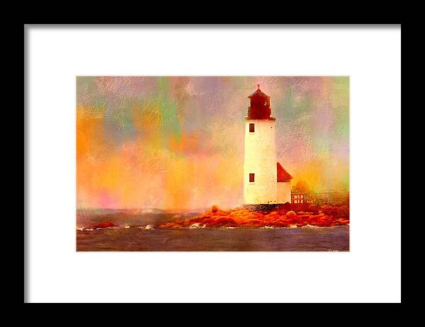 Lighthouse Framed Print featuring the painting Annisquam Rainbow by Sand And Chi