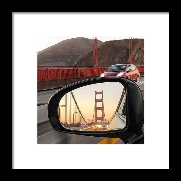 Commute Framed Print featuring the photograph Side mirror Golden Gate Bridge by Eugene Evon