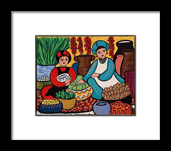 Potatoes Framed Print featuring the painting Another Day at the Market by Susie Grossman