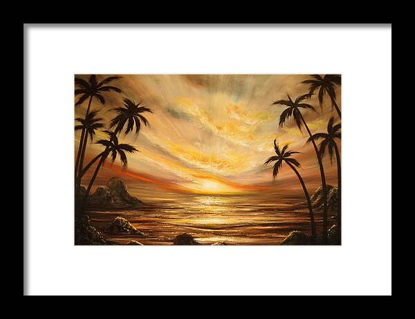 Sunsets Framed Print featuring the painting Another Sunset in Paradise 77 by Gina De Gorna