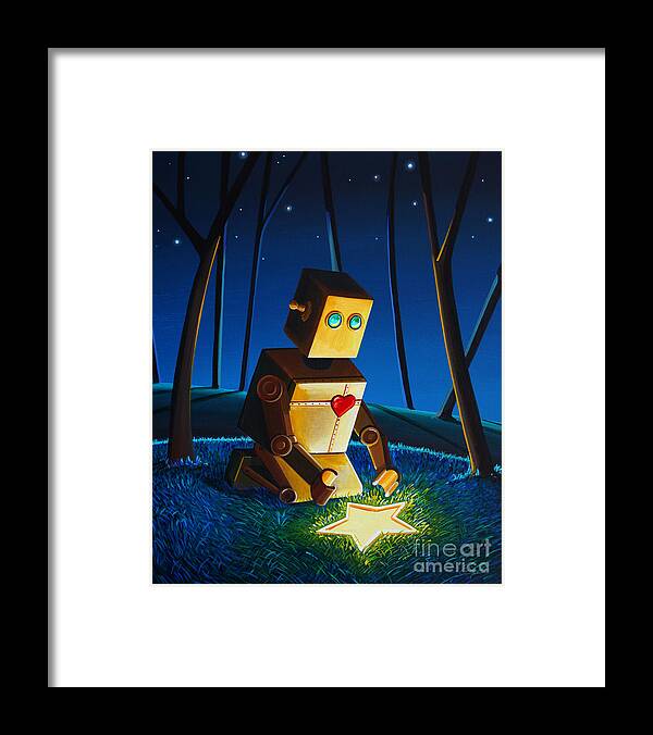 Robot Framed Print featuring the painting Another Wish Is Found by Cindy Thornton
