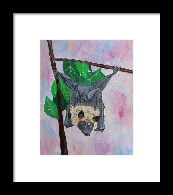 Fox Bat Framed Print featuring the painting Antediluvian Enigma by Amy Pugh