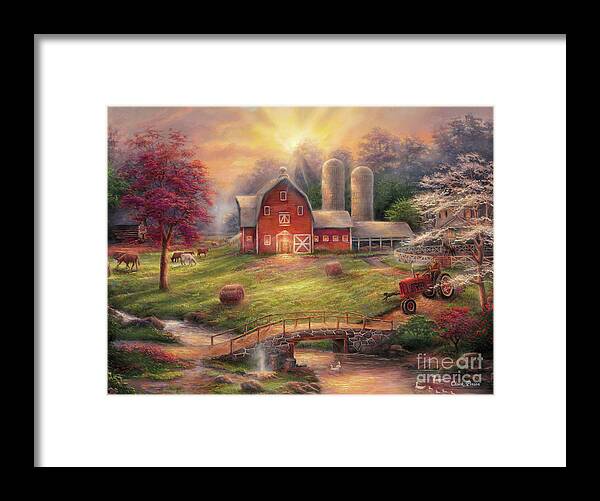 Quintessential Farm Framed Print featuring the painting Anticipation of the Day Ahead by Chuck Pinson