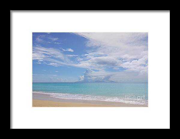 Antigua Framed Print featuring the photograph Antigua Beach View of Montserrat Volcano by Olga Hamilton