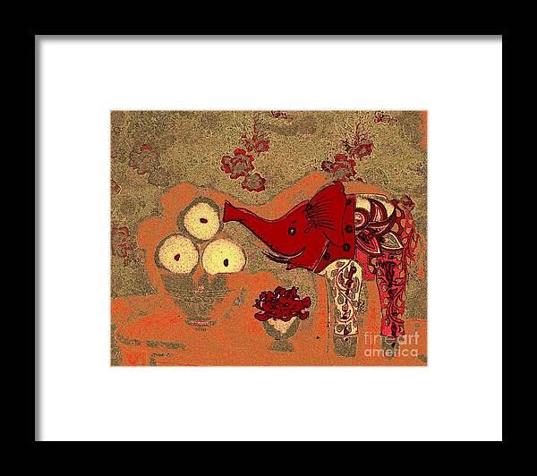 Elephant Framed Print featuring the photograph Antique Gold Jumbo Lunch by Jayne Somogy
