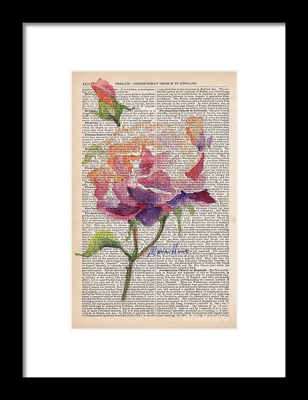 Antique Paper Framed Print featuring the painting Antique Rose On Antique Paper by Maria Hunt