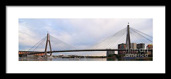Eights Framed Print featuring the photograph Anzac Bridge. Sydney. by Geoff Childs