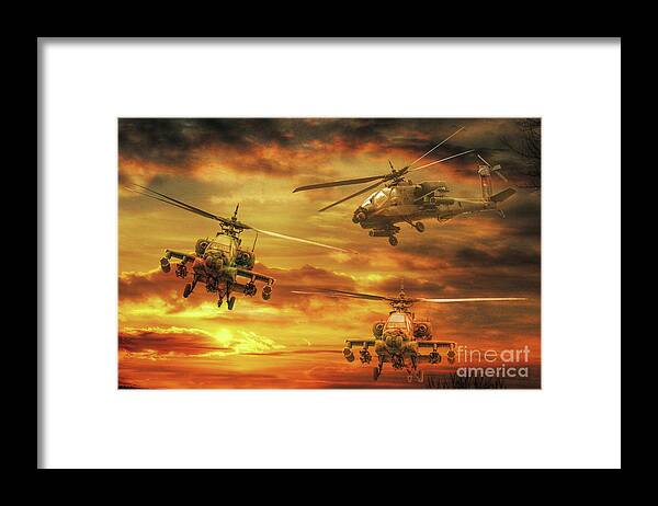 Apache Attack Framed Print featuring the digital art Apache Attack by Randy Steele