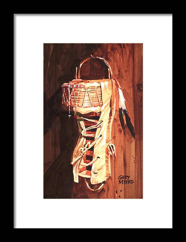 Cradleboard Framed Print featuring the painting Apache Cradleboard by Gary Myers