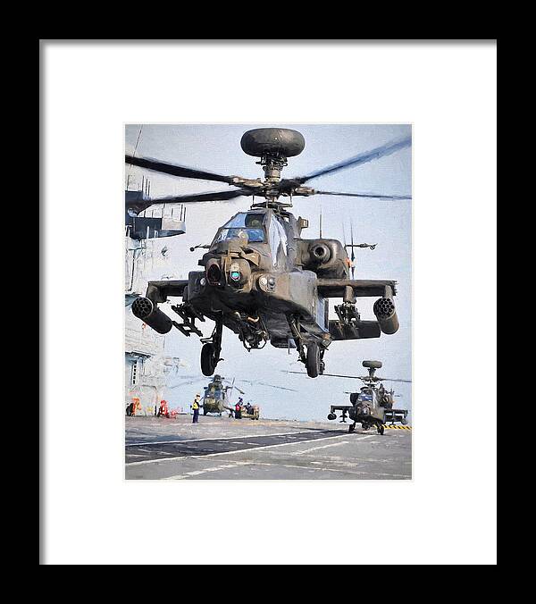 Ah-64 Framed Print featuring the digital art Apache Landing by Roy Pedersen