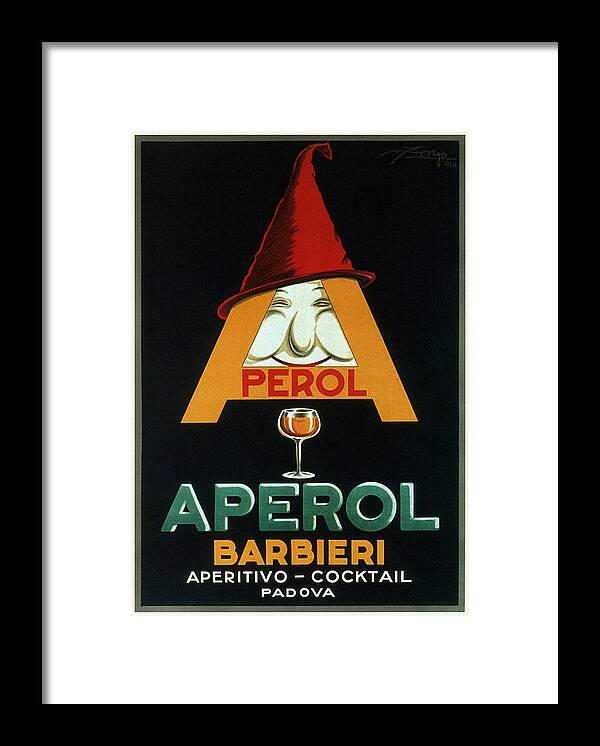Aperol Barbieri Framed Print featuring the mixed media Aperol Barbieri - Cocktail Food and Drink Poster - Vintage Advertising Poster by Studio Grafiikka