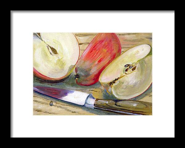 Still-life Framed Print featuring the painting Apple by Sarah Lynch