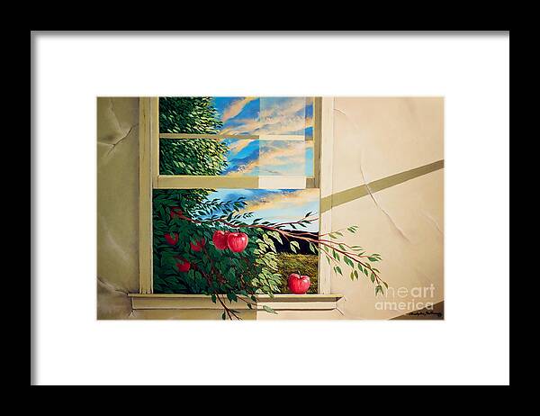 Apple Framed Print featuring the painting Apple tree overflowing by Christopher Shellhammer
