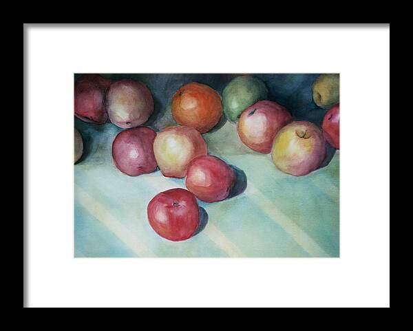 Orange Framed Print featuring the painting Apples and Orange by Jun Jamosmos
