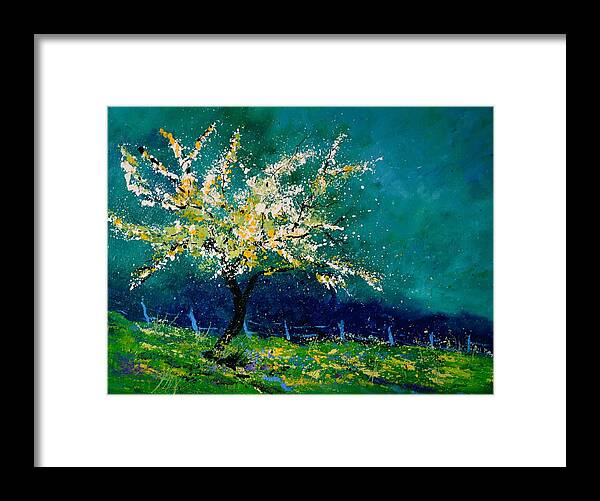 Landscape Framed Print featuring the painting Appletree In Blossom by Pol Ledent
