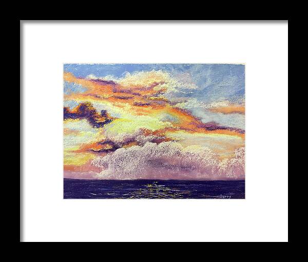 Sea Framed Print featuring the pastel Approaching Storm by Gerry Delongchamp