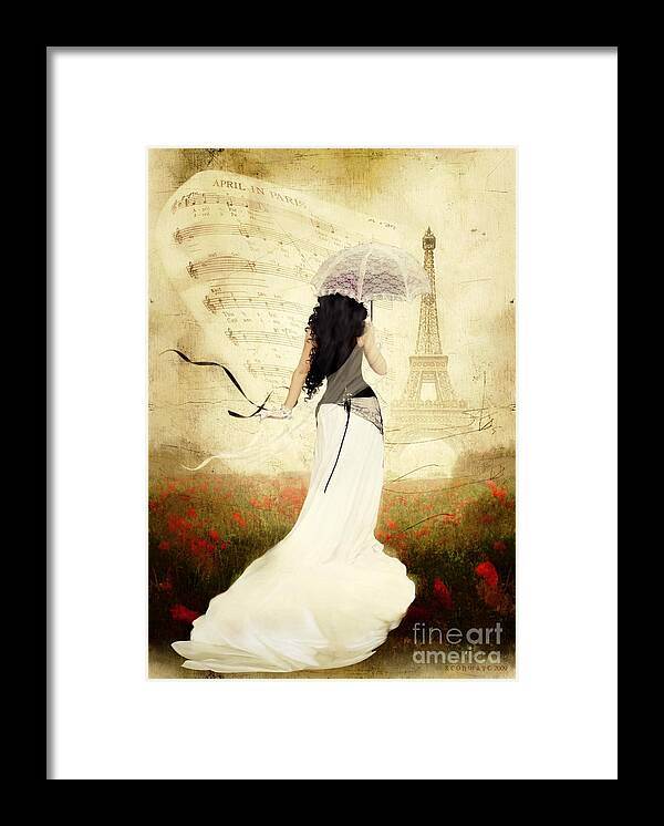 April Framed Print featuring the digital art April in Paris by Shanina Conway