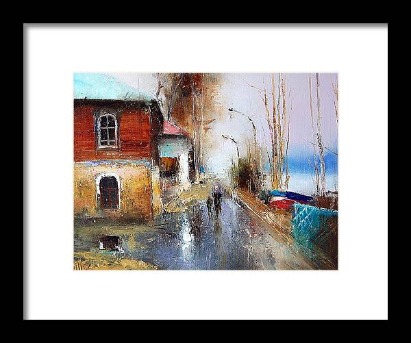 Russian Artists New Wave Framed Print featuring the painting April. The River Volga by Igor Medvedev