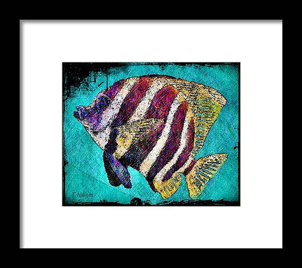 Aqua Framed Print featuring the digital art Aqua Fish by Terry Mulligan