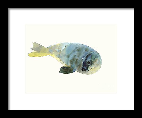 Seal Framed Print featuring the painting Aqua Green by Mark Adlington