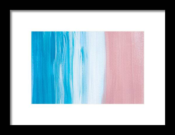Abstract Framed Print featuring the painting Aqua Pink Abstract Painting by Christina Rollo