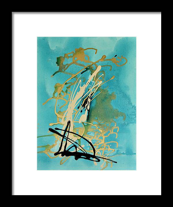 Abstract Framed Print featuring the painting Aqua by Sonal Raje