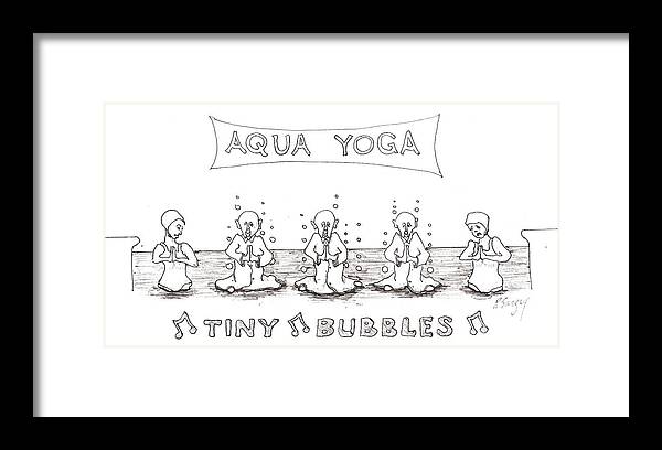 Aqua Framed Print featuring the drawing Aqua Yoga by R Allen Swezey