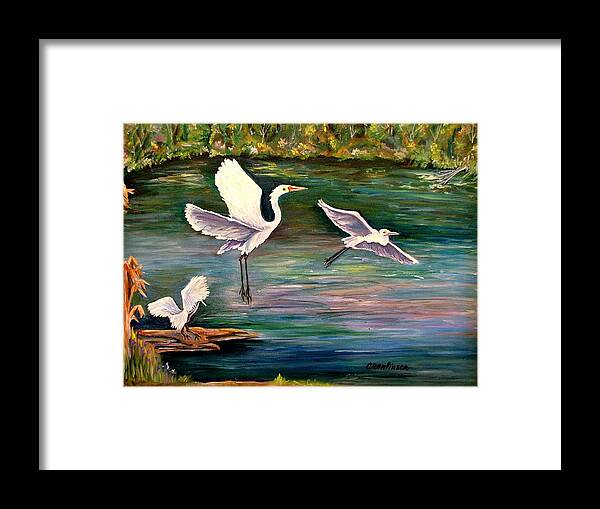 Egrets Framed Print featuring the painting Arabesque by Carol Allen Anfinsen