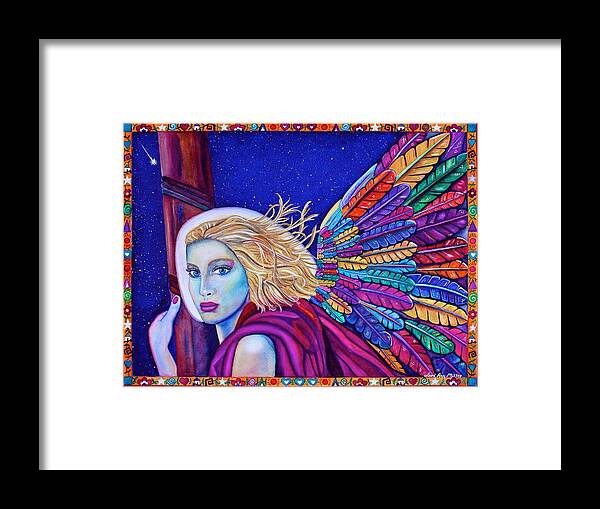 Greeting Cards Framed Print featuring the painting Archangel Ariel by Lori Miller