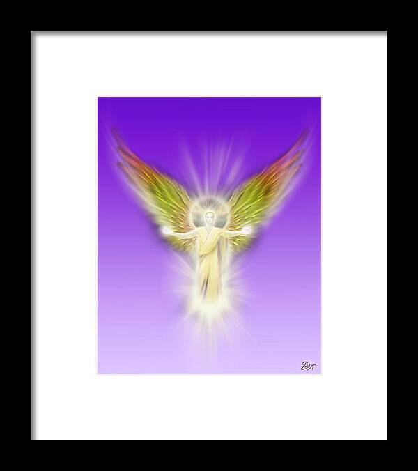 Archangel Gabriel. Gabriel Framed Print featuring the digital art Archangel Gabriel - Pastel by Endre Balogh