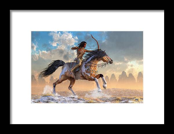 Archer On Horseback Framed Print featuring the digital art Archer on Horseback by Daniel Eskridge