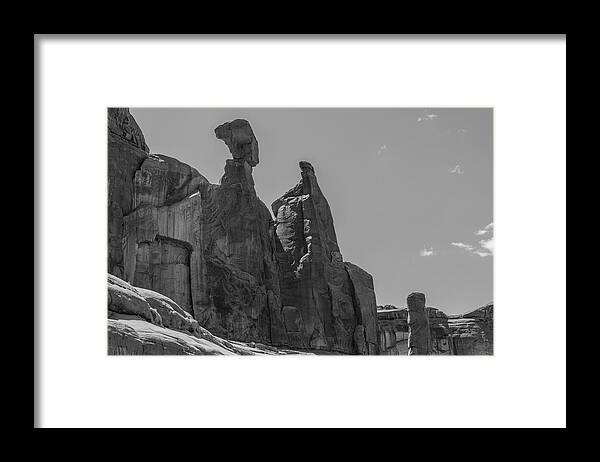 American West Framed Print featuring the photograph Arches National Park Top Black and White by John McGraw