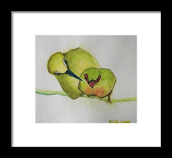 Birds Framed Print featuring the painting Are you Alright by Patricia Arroyo