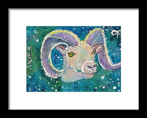 Zodiac Framed Print featuring the painting Aries by Ruth Kamenev