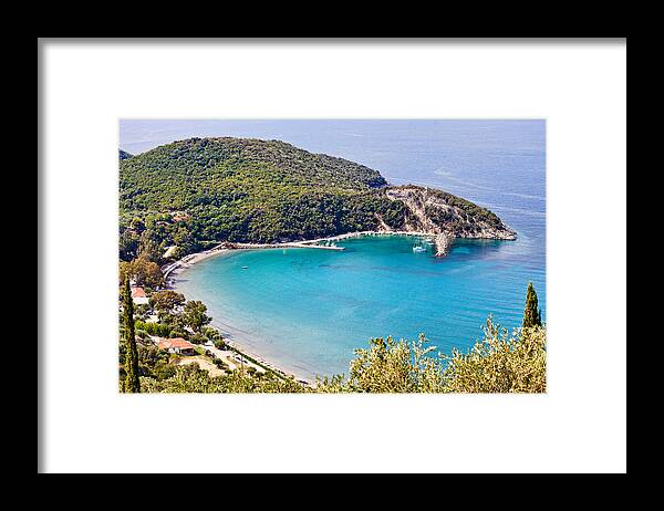 Perdika Framed Print featuring the photograph Arilla beach in Perdika - Greece by Constantinos Iliopoulos